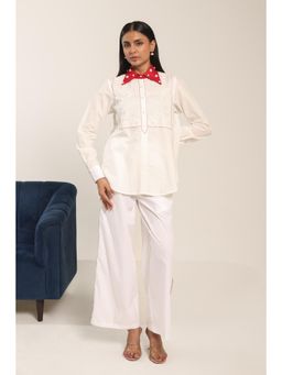 MARQUINO - White Scarlet Whisper Shirt with Pant