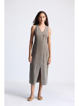 Reistor - Grey Straight Midi Dress