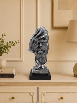 ELARE - Grey Polyresin Abstract Face Sculpture