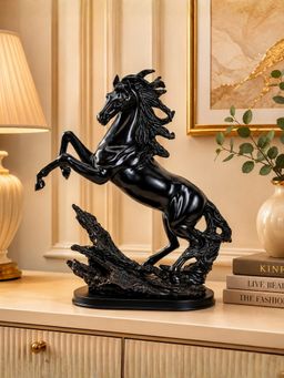 ELARE - Majestic Stallion Collection Black Rearing Horse Sculpture Showpiece