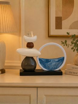 ELARE - Polyresin Glossy Finish Stacked Stone Abstract Sculpture Showpiece