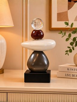 ELARE - Polyresin Stacked Stone Sculpture Decorative Showpiece