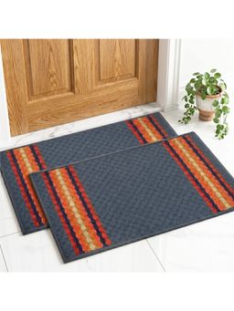 Athom Living - Grey Maxmin Anti-Slip Front Rectangular Doormats (Pack Of 2)