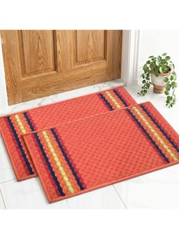 Athom Living - Coral Maxmin Anti-Slip Front Rectangular Doormats (Pack Of 2)