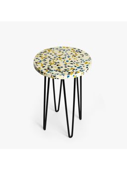 CASA DECOR - Off White Resin White Terrazzo Plant Stand