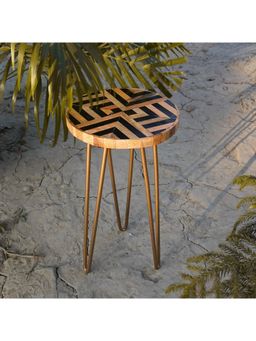 CASA DECOR - Brown Tribal Wooden Plant Stand For Home Garden Balcony