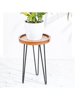 CASA DECOR - Wood Brown Textured Flower Plant Stand
