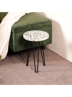CASA DECOR - Resin White Speckled Black Flower Plant Stand
