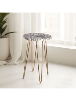 CASA DECOR - White Cracked-Pattern Resin Top Plant Stand For Home Garden Balcony