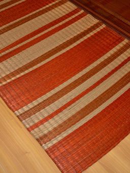 DHARINI - Rust Madurkathi Striped Floor Mat