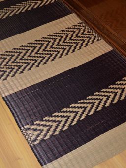DHARINI - Charcoal Madurkathi Striped Floor Mat