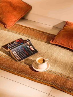 DHARINI - Mustard And Beige Madurkathi Floor Mat