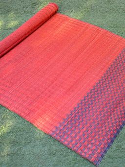 DHARINI - Red Madurkathi Plain Floor Mat