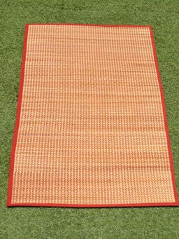 DHARINI - Red Madurkathi Meditation & Puja Floor Mat