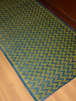 DHARINI - Green and Blue Madurkathi Chevron Floor Mat