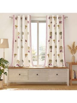 Story@Home - Cream Light Blocking Window Curtains (Pack Of 2)