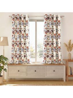 Story@Home - Cream Light Blocking Window Curtains (Pack Of 2)