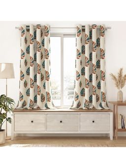 Story@Home - Off White Light Blocking Window Curtains (Pack Of 2)