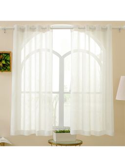 Story@Home - White Sheer Light Filter Window Curtains (Pack Of 2)
