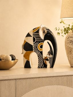 ELARE - Black Mother & Baby Elephant Figurine Statue Showpieces