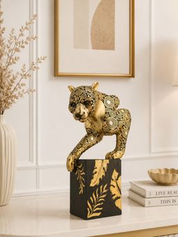 ELARE - Luxury Golden Leopard Sculpture Showpiece For Home Decor