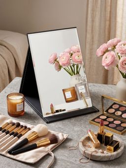 YELONA - Black Compact Foldable Vanity Hd Clarity & Adjustable Stand Mirror