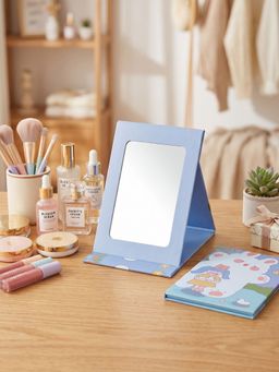 YELONA - Blue Cute Bunny Girl Printed Foldable Vanity Makeup Mirror