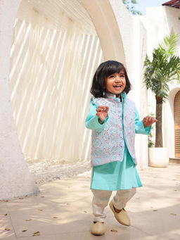 Fayon Kids - Embroidered Jacket with Kurta and Pant (Set of 3)