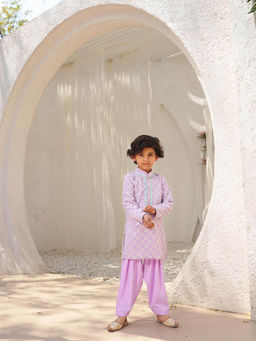 Fayon Kids - Lilac Embroidered Kurta with Salwar (Set of 2)