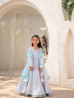 Fayon Kids - Mirror Embroidered Anarkali and Dupatta (Set of 2)