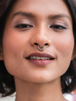 Shaya by CaratLane - 925 Silver Shaya by CaratLane Antique Rituh Septum multicolored Ring in