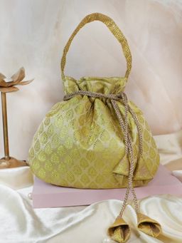 Soho Boho Studio - Vintage Classic Gold Banarasi Potli Bag