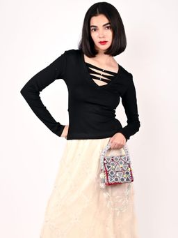 Odette - Maroon Suede Embellished Clutch For Women