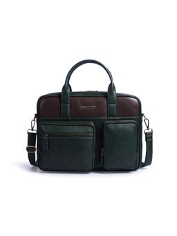 Gauge Machine - Mens Olive 16 Inch Vegan Leather Laptop Bag With Detachable Strap