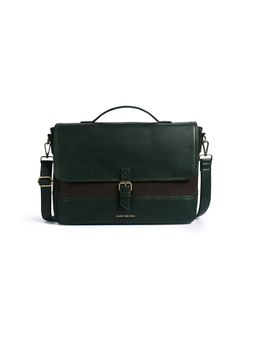 Gauge Machine - Mens Olive 16 Inch Vegan Leather Laptop Bag With Detachable Strap - Multi-Color