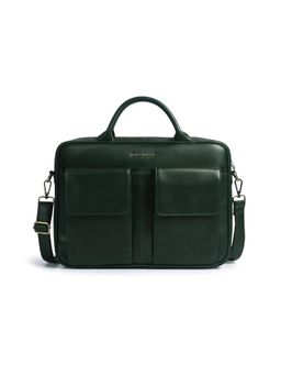 Gauge Machine - Mens Olive 16 Inch Vegan Leather Laptop Bag With Detachable Strap