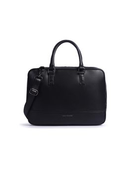 Gauge Machine - Mens Blue 16 Inch Vegan Leather Laptop Bag With Detachable Strap - Black