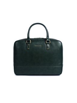 Gauge Machine - Mens Olive 16 Inch Vegan Leather Laptop Bag With Detachable Strap