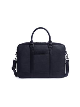 Gauge Machine - Mens Black 16 Inch Vegan Leather Laptop Bag With Detachable Strap
