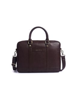 Gauge Machine - Mens Brown 16 Inch Vegan Leather Laptop Bag With Detachable Strap