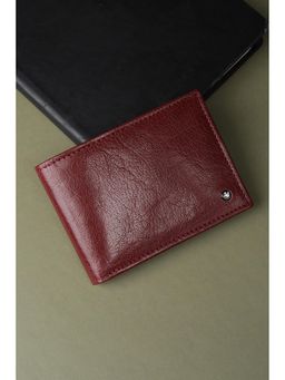 Louis Philippe - Men Maroon Textured Leather Wallet