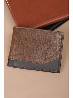 Peter England - Men Brown Textured Leather Wallet