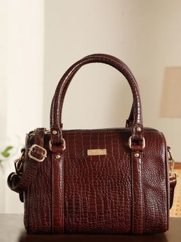 Teakwood - Dark Chocolate Women Hand Bag With Detachable Strap - Brown
