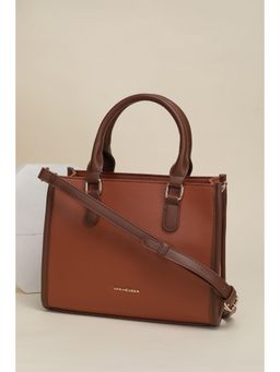 Van Heusen - Women Brown Solid Casual Handbag With Detachable Strap