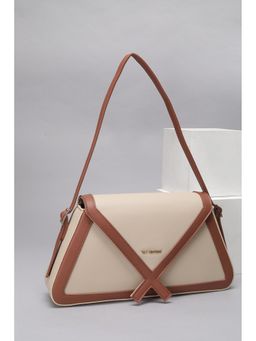 Van Heusen - Women Beige Colorblock Casual Handbag
