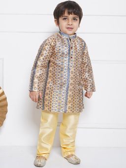 AJ Dezines - Cotton Satin Printed Kurta and Pyjama for Boys (Set of 2)