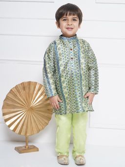 AJ Dezines - Cotton Satin Printed Kurta and Pyjama for Boys (Set of 2)