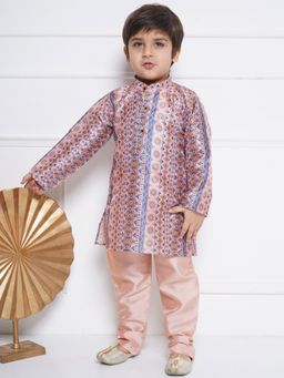 AJ Dezines - Cotton Satin Printed Kurta and Pyjama for Boys (Set of 2)