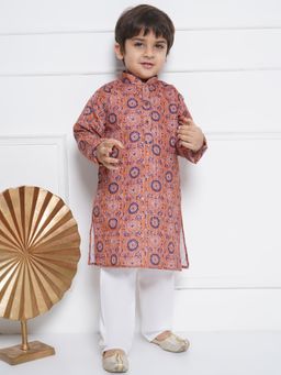 AJ Dezines - Cotton Floral Print Kurta and Pyjama for Boys (Set of 2)