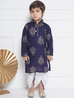 AJ Dezines - Floral Print Pure Cotton Dhoti and Kurta for Boys (Set of 2)